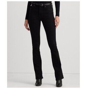 Lauren Ralph Lauren BLACK LABEL Women's Satin-Stripe High-Rise Boot Jeans Sz 8
